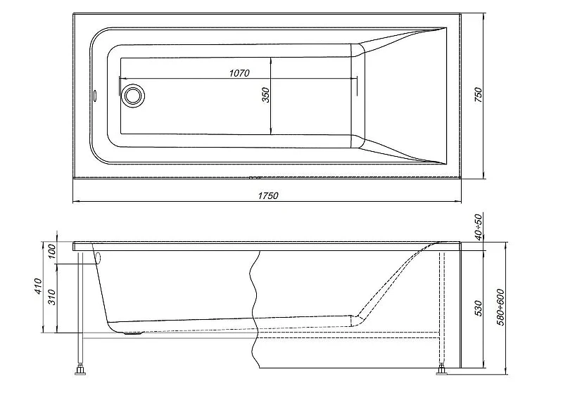 Акриловая ванна Aquanet Aura 170х75 362715 цвет Белый