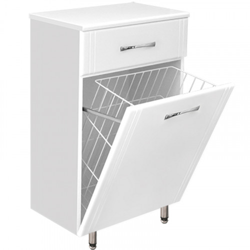 Комод Style Line Эко Стандарт ТН 60 с бельевой корзиной Белый глянец МДФ / ЛДСП