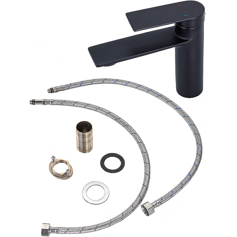 Смеситель для раковины Orange Berni M09-021b Черный матовый латунь