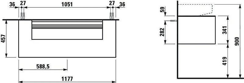 Тумба под раковину Laufen Sonar 120 4.0546.1.034.142.1 подвесная цвет Титан Черный мрамор