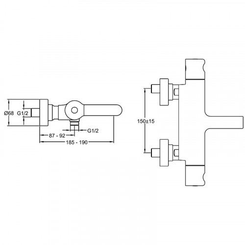Смеситель для ванны Jacob Delafon Singulier E10870-CP с термостатом Хром латунь на стену