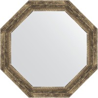Зеркало Evoform Octagon 63х63 BY 3665 в багетной раме - Старое дерево с плетением 70 мм стекло