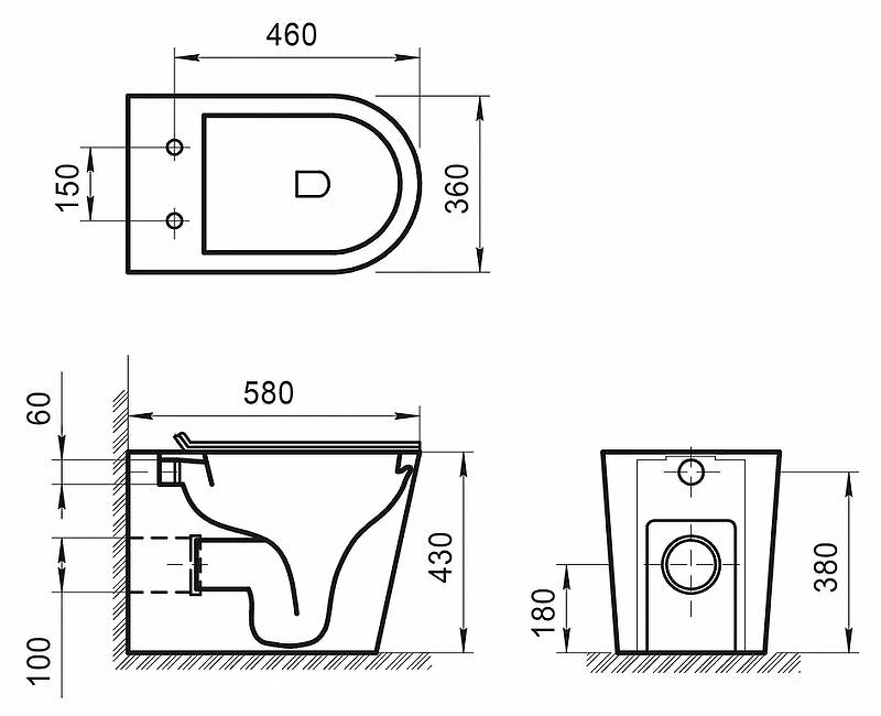 Унитаз BelBagno Flay-R BB1003CBR приставной без сиденья фаянс приставной