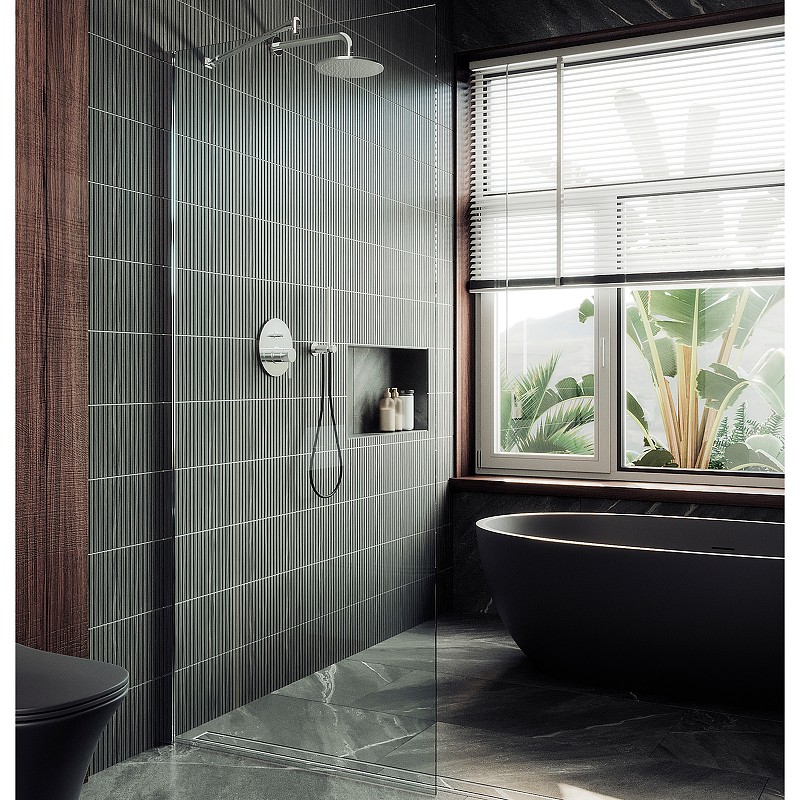 Душевая перегородка Maybah Glass MGD-689-5ш 890x1950 в широком профиле Хром матовый стекло прозрачное