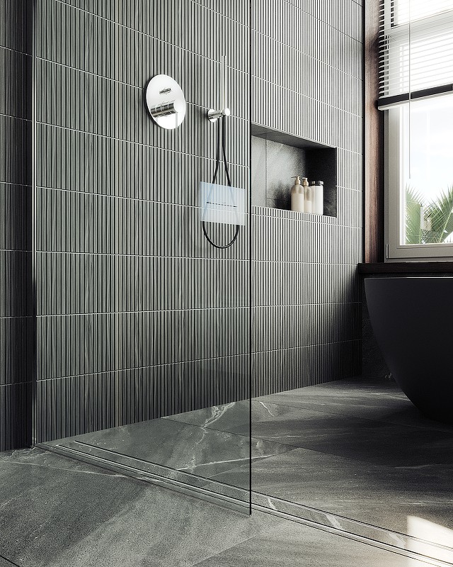 Душевая перегородка Maybah Glass MGD-689-5ш 890x1950 в широком профиле Хром матовый стекло прозрачное