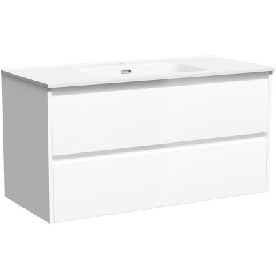 Тумба под раковину Sancos Libra 100 LB100W подвесная Белый глянец МДФ / ЛДСП