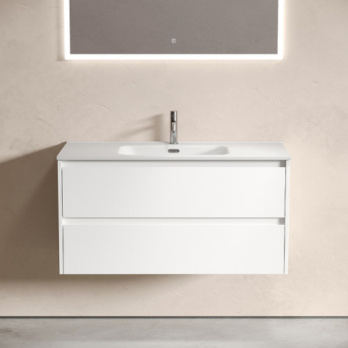 Тумба под раковину Sancos Libra 100 LB100W подвесная Белый глянец МДФ / ЛДСП