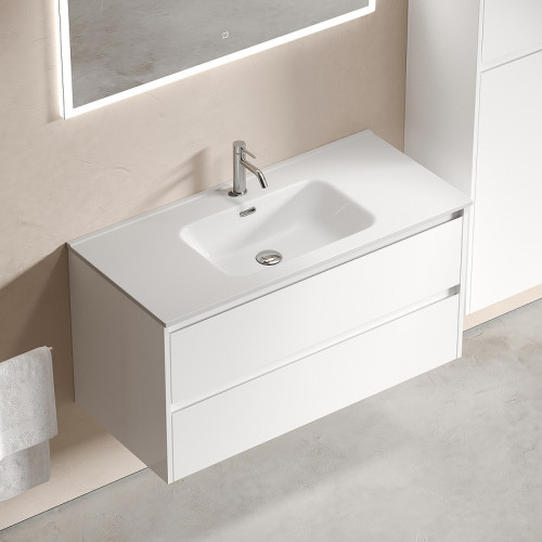 Тумба под раковину Sancos Libra 100 LB100W подвесная Белый глянец МДФ / ЛДСП