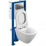 Комплект унитаза Cersanit City Smart CO DPL EO Slim с сиденьем Микролифт и инсталляцией Link Pro 68306 с клавишей смыва Хром глянцевый фарфор подвесной