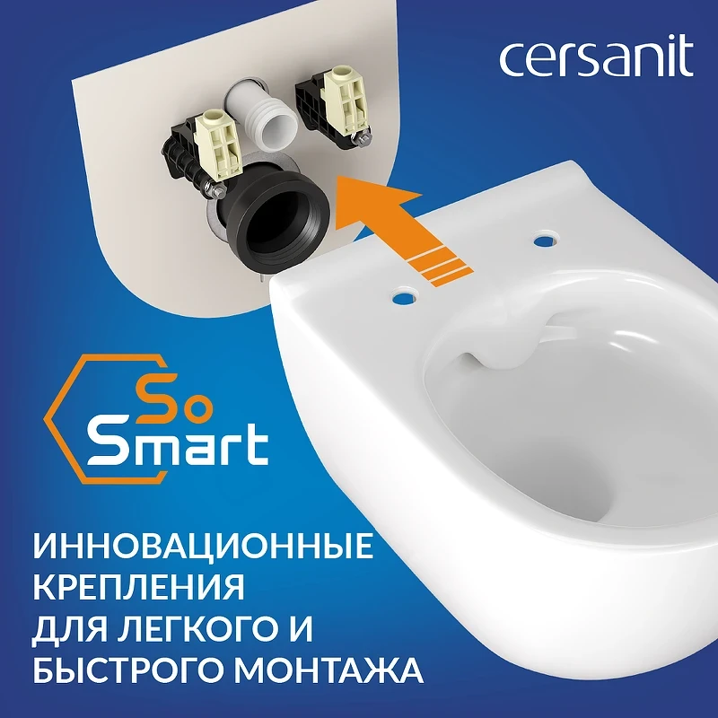 Комплект унитаза Cersanit City Smart CO DPL EO Slim с сиденьем Микролифт и инсталляцией Link Pro 68306 с клавишей смыва Хром глянцевый фарфор подвесной