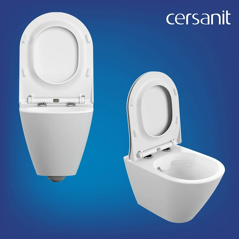 Комплект унитаза Cersanit City Smart CO DPL EO Slim с сиденьем Микролифт и инсталляцией Link Pro 68306 с клавишей смыва Хром глянцевый фарфор подвесной