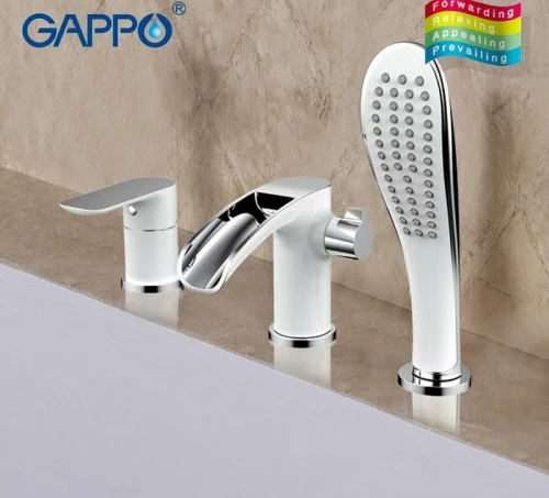 Смеситель на борт ванны Gappo G48 G1148-8 Белый Хром