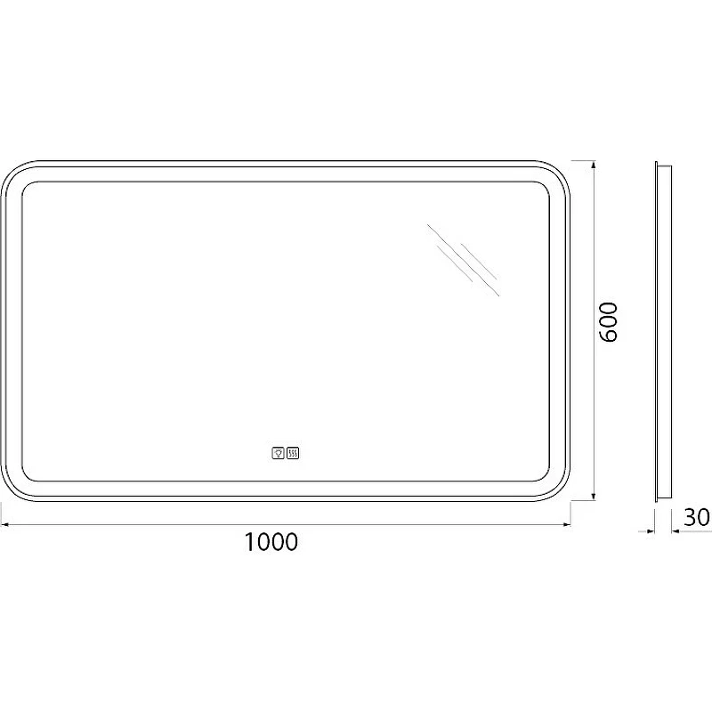 Зеркало BelBagno Marino 100 SPC-MAR-1000-600-LED-TCH-WARM с подсветкой с подогревом с сенсорным выключателем стекло