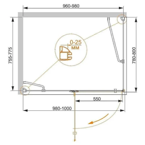 Душевой уголок Cezares Bergamo 100x80 L BERGAMO-W-AH-1-100/80-C-Cr-L профиль Хром стекло прозрачное
