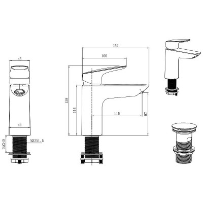 Смеситель для раковины Aquatek Вега AQ1011MB Черный матовый латунь