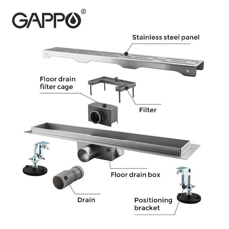 Душевой лоток Gappo G86007-3 с решеткой Нержавеющая сталь