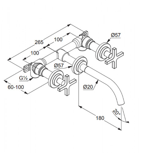 Смеситель для раковины Kludi Nova Fonte 201440520 Хром латунь встраиваемый