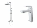 Комплект смесителей BelBagno Факел (Ardente) ARDENTE-VSCM/LVM-CRM цвет Хром