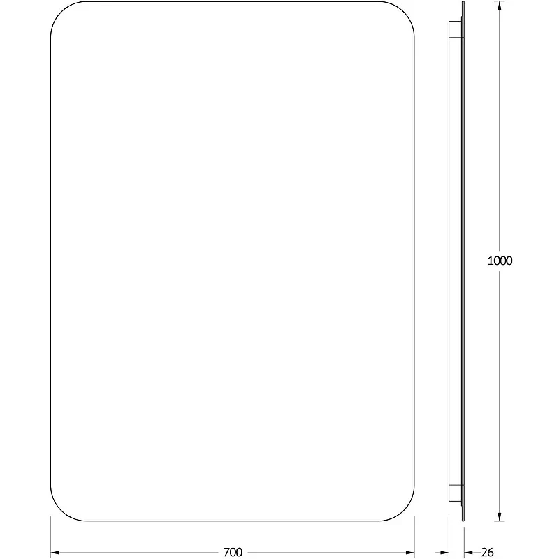 Зеркало Defesto Opti 70x100 DF 2819 с подсветкой 32W-3000К/Без выключателя/Теплый белый свет