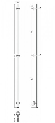 Электрический полотенцесушитель Сунержа Аскет 165x2.5 9004-0850-1650 цвет RAL 9004  Сигнальный чёрный