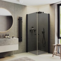 Душевой уголок Maybah Glass MGY-1300-6 900x900x1980 на монопетлях Черный стекло графитовое