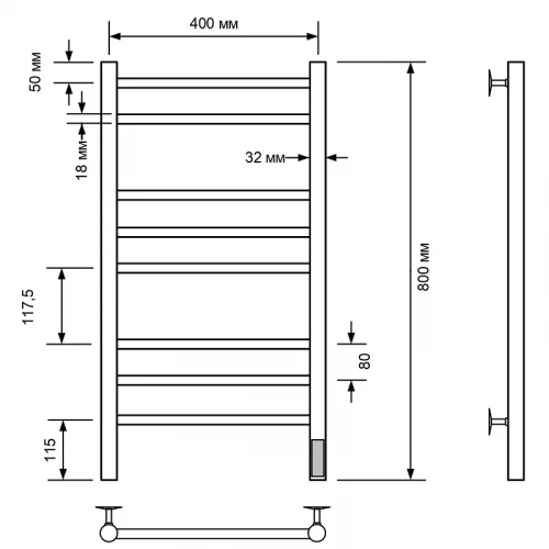 Электрический полотенцесушитель Comfysan Luce EC-8 80x40 013394 Хром
