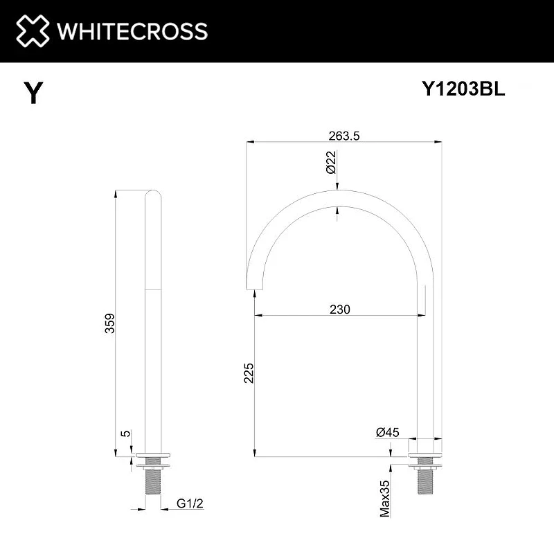Излив для смесителя Whitecross Y black Y1203BL цвет Черный матовый