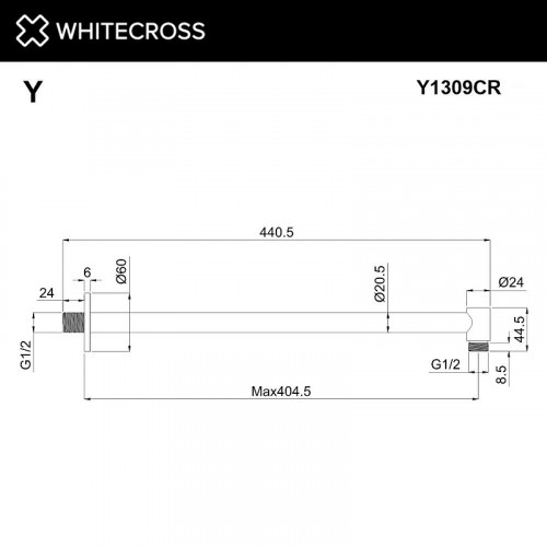 Кронштейн для верхнего душа Whitecross Y chrome Y1309CR цвет Хром