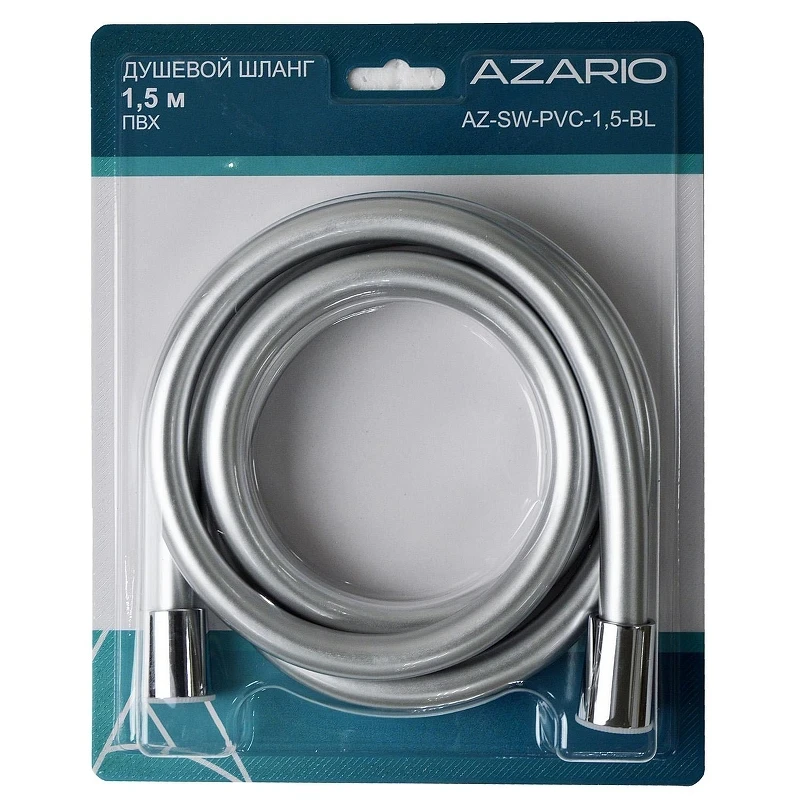 Душевой шланг Azario AZ-SW-PVC-1,5-BL цвет Хром матовый
