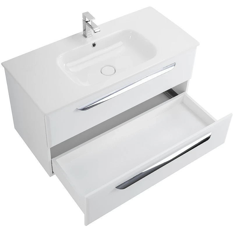 Тумба под раковину Cezares Eco-Cer 80 ECO-CER-800-2C-SO-BL подвесная Bianco Lucido без ручек МДФ / ЛДСП