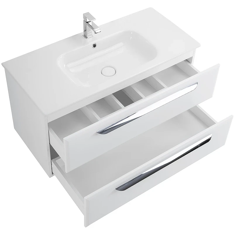 Тумба под раковину Cezares Eco-Cer 80 ECO-CER-800-2C-SO-BL подвесная Bianco Lucido без ручек МДФ / ЛДСП