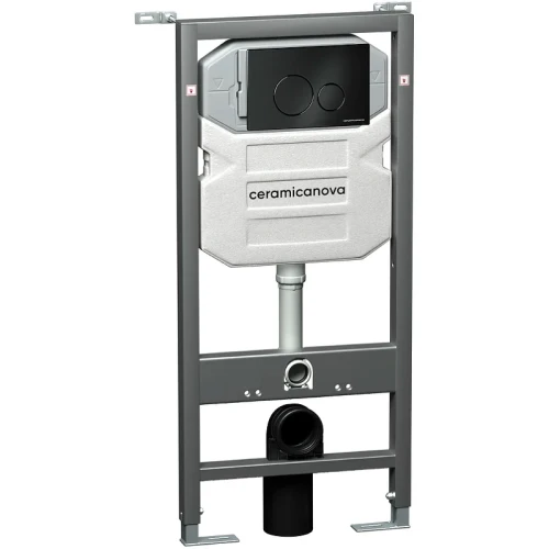 Комплект унитаза с инсталляцией Ceramicanova Metropol CN4002MB_1001B_1000 с сиденьем Микролифт и Черной матовой клавишей смыва фарфор подвесной