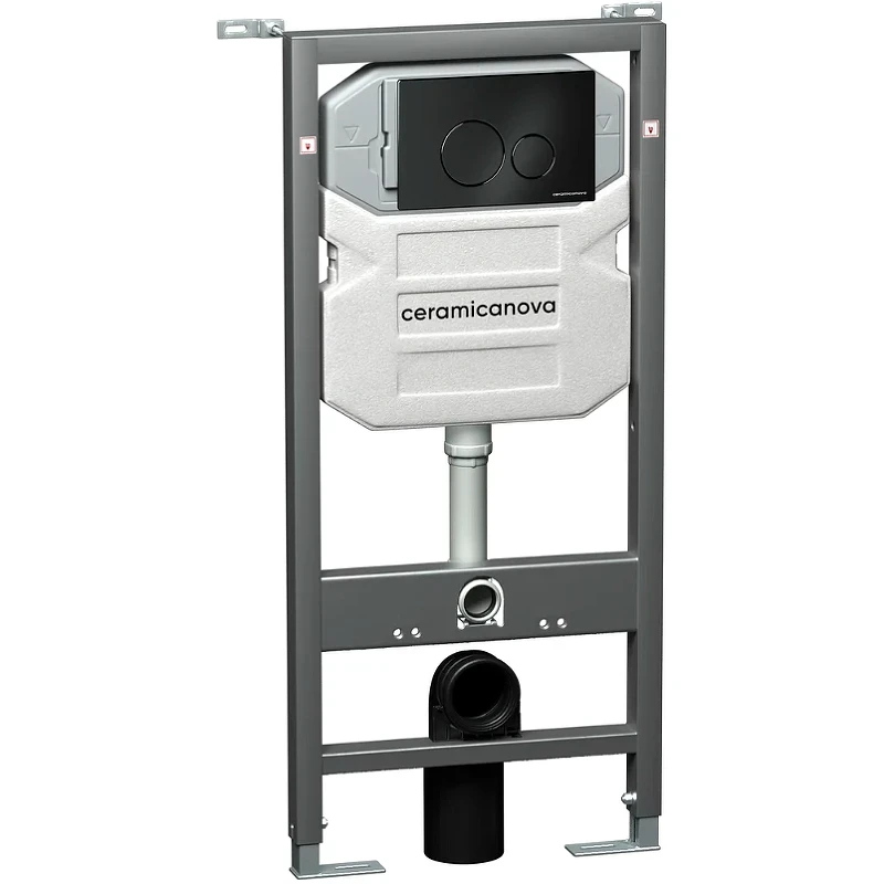 Комплект унитаза с инсталляцией Ceramicanova Metropol CN4002MB_1001B_1000 с сиденьем Микролифт и Черной матовой клавишей смыва фарфор подвесной
