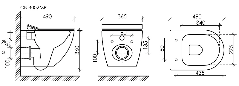 Комплект унитаза с инсталляцией Ceramicanova Metropol CN4002MB_1001B_1000 с сиденьем Микролифт и Черной матовой клавишей смыва фарфор подвесной