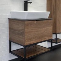 Тумба с раковиной Comforty Порто 60 00-00010677 подвесная Дуб темно-коричневый МДФ / ЛДСП
