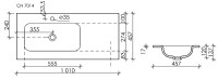 Раковина Ceramicanova Grace 100 L CN7014 Белая фарфор полувстраиваемая