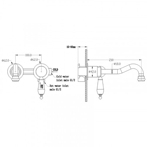 Смеситель для раковины Boheme Tradizionale Oro 287 Золото латунь встраиваемый