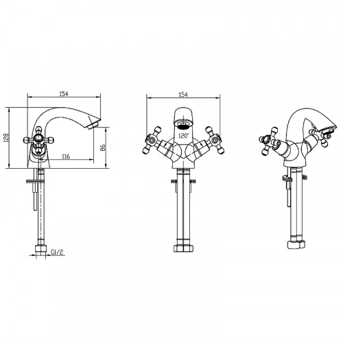 Смеситель для раковины Boheme Royal Cristal 311-Royal/CRST Бронза латунь