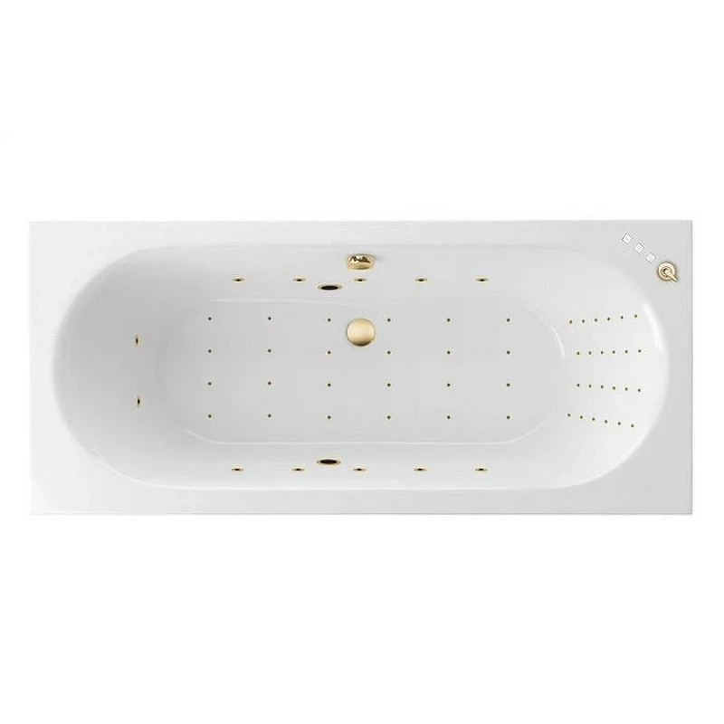 Акриловая ванна Excellent Oceana Slim 170x75 WAEX.OCE17S.NANO.GL цвет Белый с гидромассажем форсунки Золото