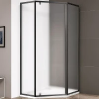 Душевой уголок Cezares Eco 90x90 ECO-O-P-1-90-P-NERO профиль Черный матовый стекло рифленое
