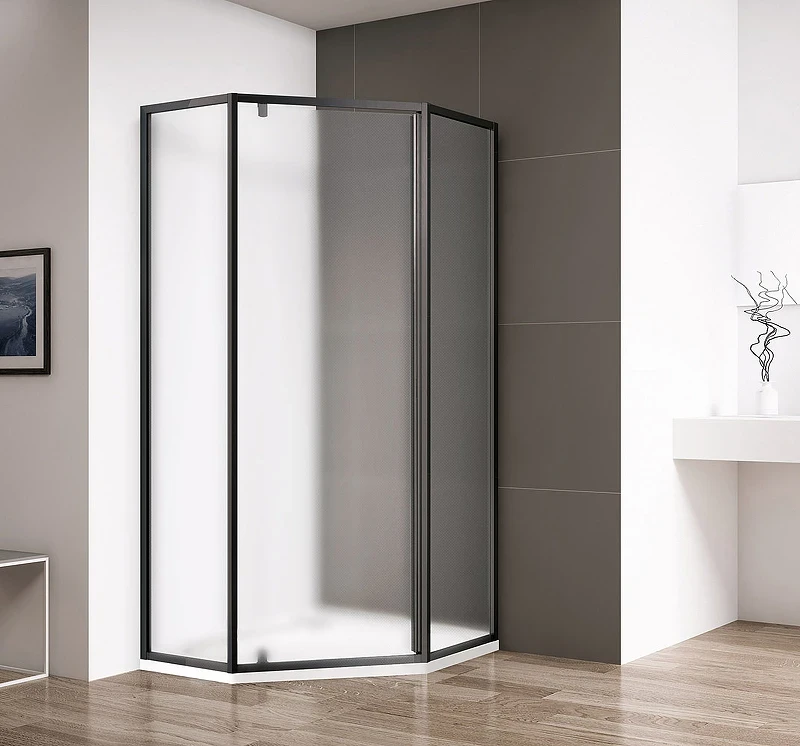 Душевой уголок Cezares Eco 90x90 ECO-O-P-1-90-P-NERO профиль Черный матовый стекло рифленое