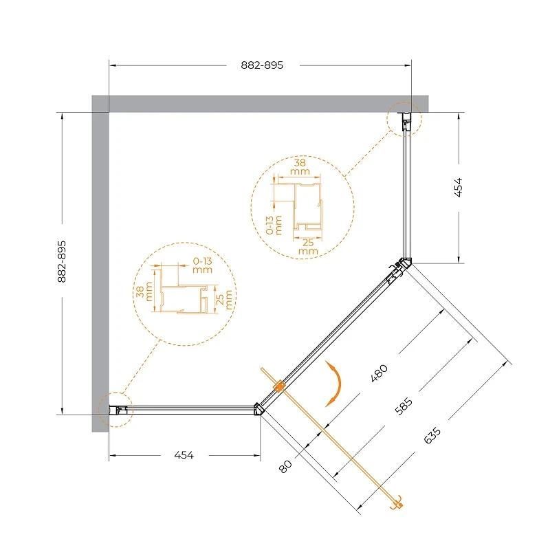 Душевой уголок Cezares Eco 90x90 ECO-O-P-1-90-P-NERO профиль Черный матовый стекло рифленое
