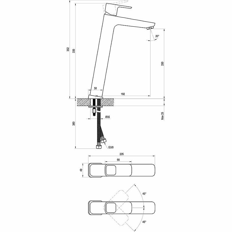 Смеситель для раковины Ravak 10° TD 015.00 X070091 Хром латунь
