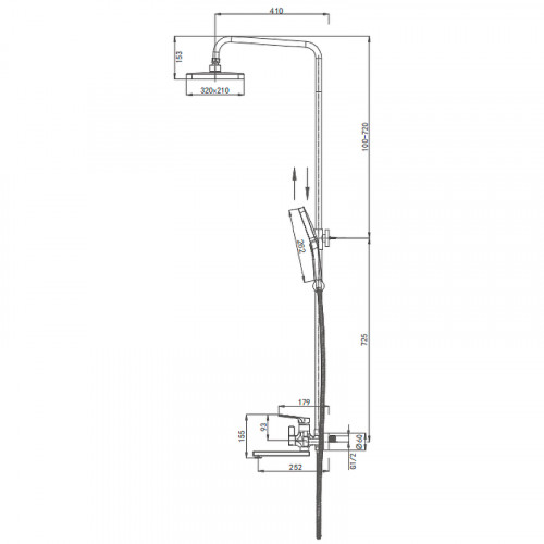 Душевая система Splenka S30.24 Хром латунь на стену