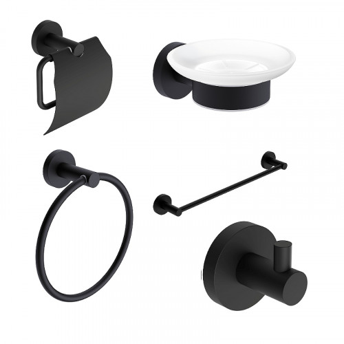 Набор аксессуаров для ванной AQUAme Trento AQM7221MB цвет Черный матовый