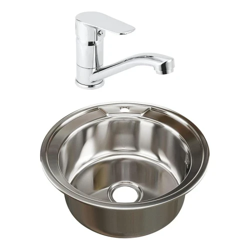 Кухонная мойка Mixline 51 528184 цвет Хром со смесителем Viko V-4110 Хром