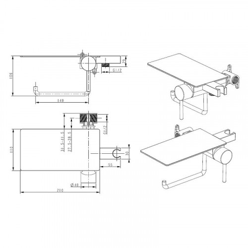 Гигиенический душ со смесителем Bronze de Luxe Scandi 708B Черный матовый латунь на стену