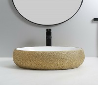 Раковина-чаша CeramaLux 49 433J Бело-золотая фаянс накладная