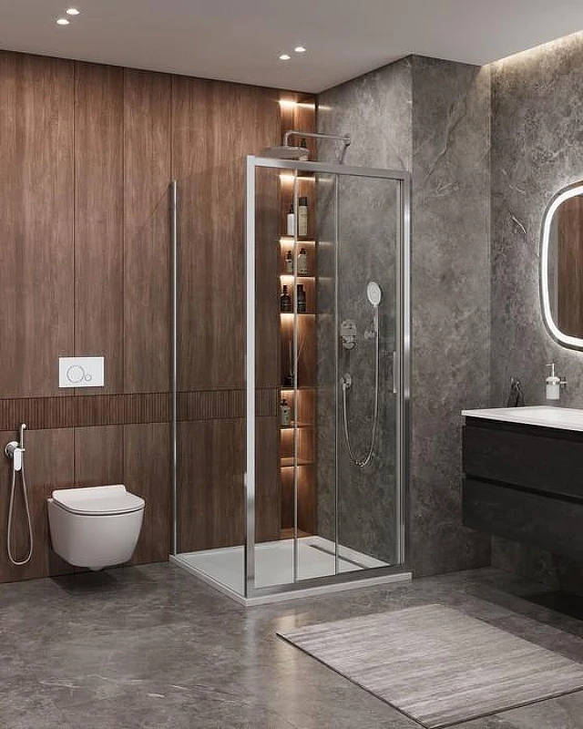 Душевой уголок Cezares Molveno 90x100 MOLVENO-AHF-31-90/100-C-CR-IV профиль Хром стекло прозрачное