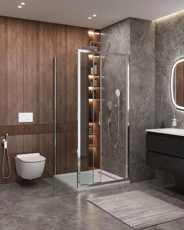 Душевой уголок Cezares Molveno 90x100 MOLVENO-AHF-31-90/100-C-CR-IV профиль Хром стекло прозрачное